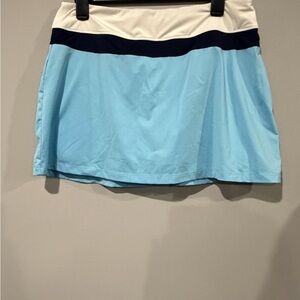 FILA Tennis Skort Light Blue Navy & White Colorblock Sporty Mini Skirt - Large